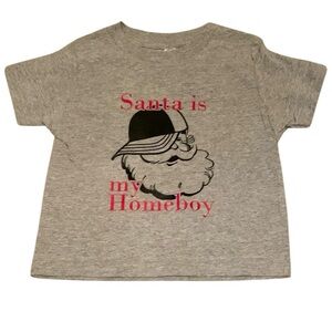 Santa Is My Homeboy Heathered Gray T-Shirt Size 3 Cotton Blend